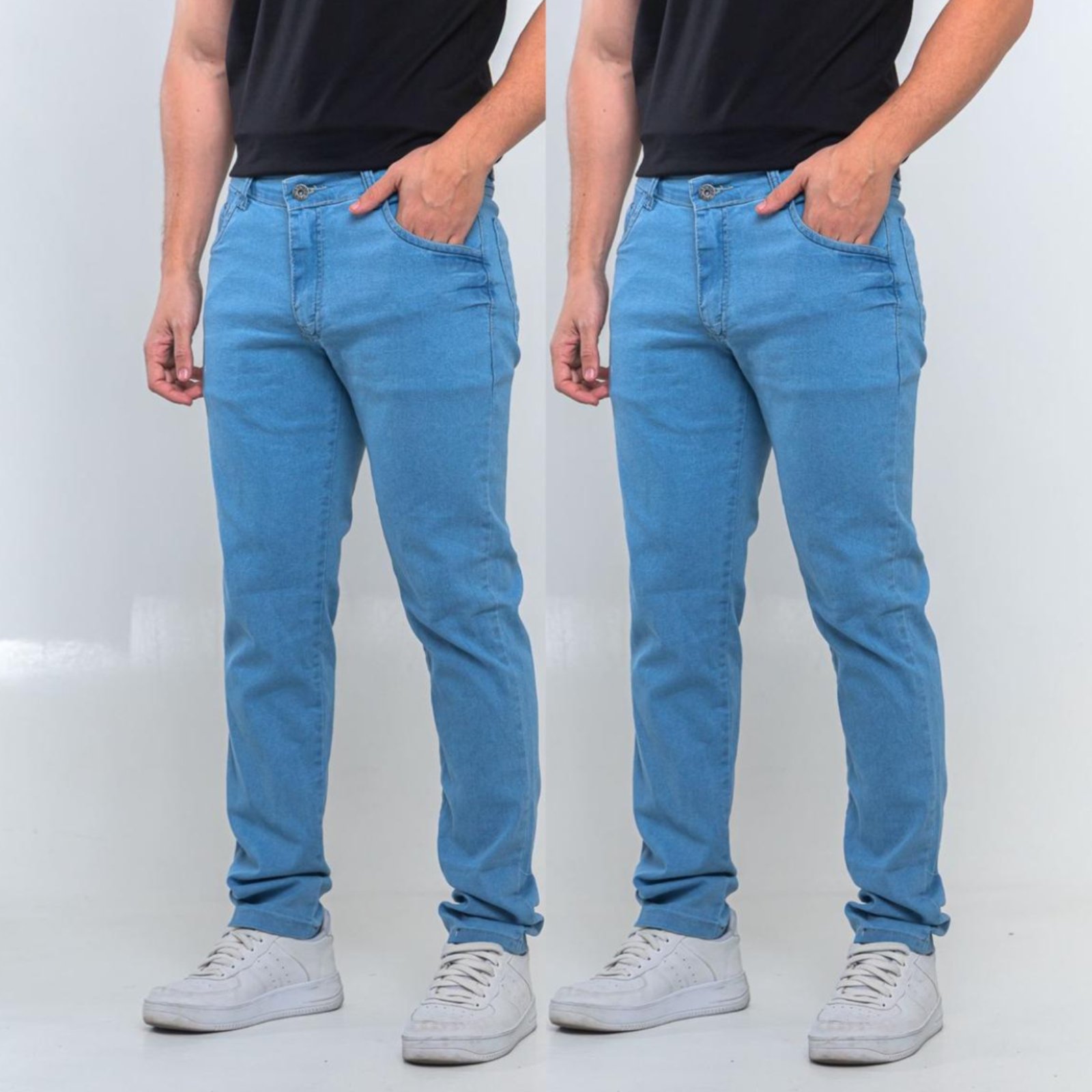Kit 2 Calças Jeans Delave Masculina Tempo Habil Confortavel e Casual Azul