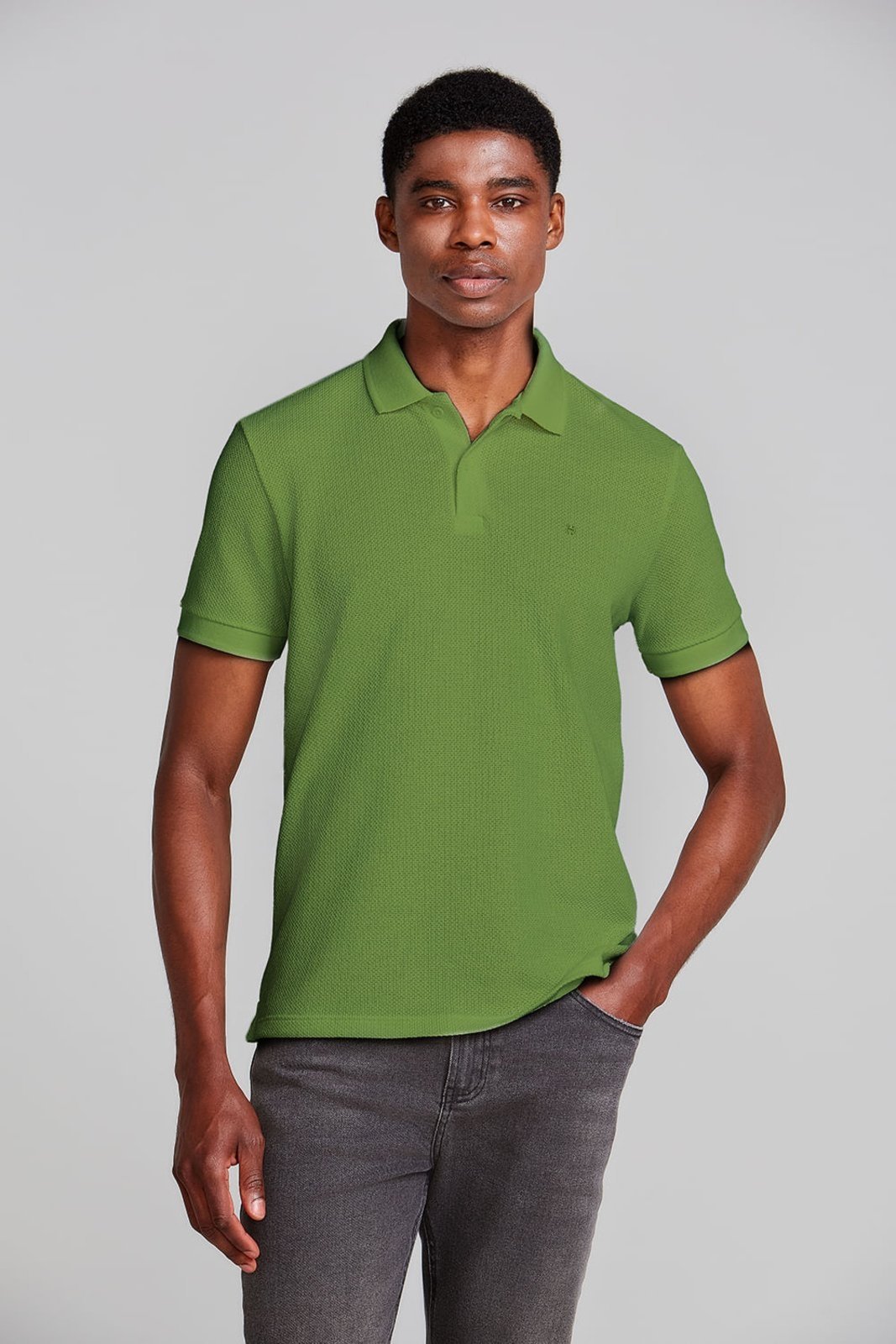 HIGHSTIL Camisa Polo Texturizada Slim Fit - Verde