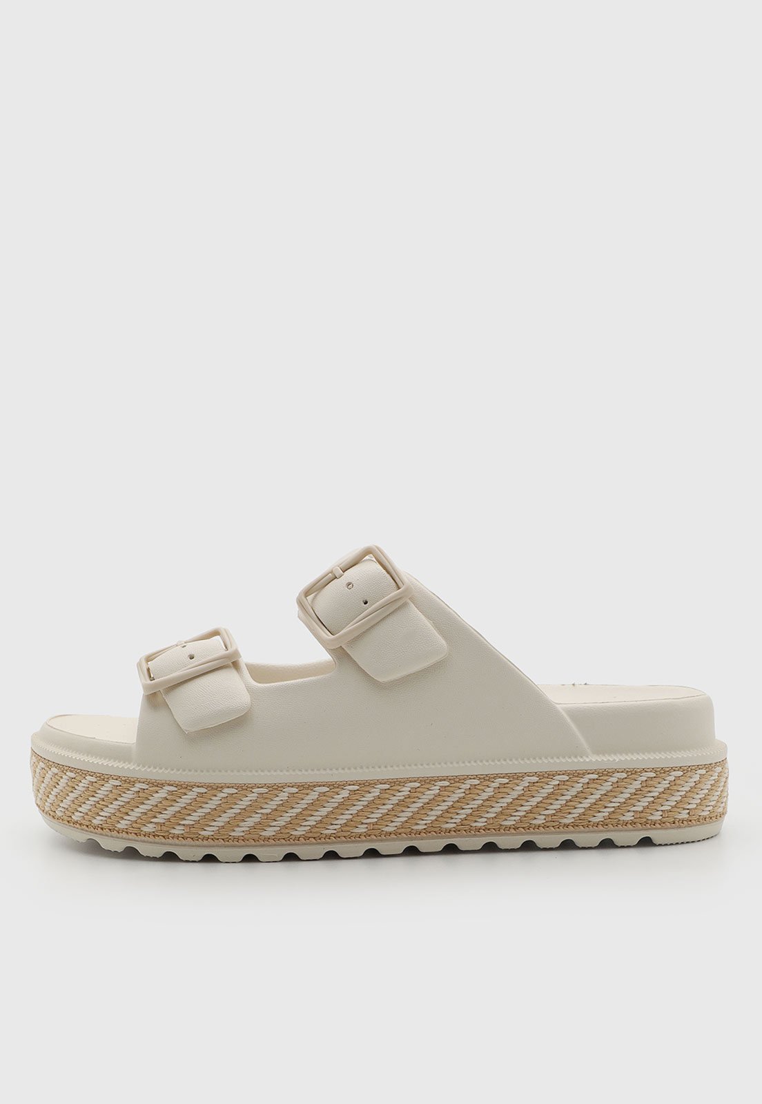Sandália Feminina Moleca Detalhe Corda Off-White
