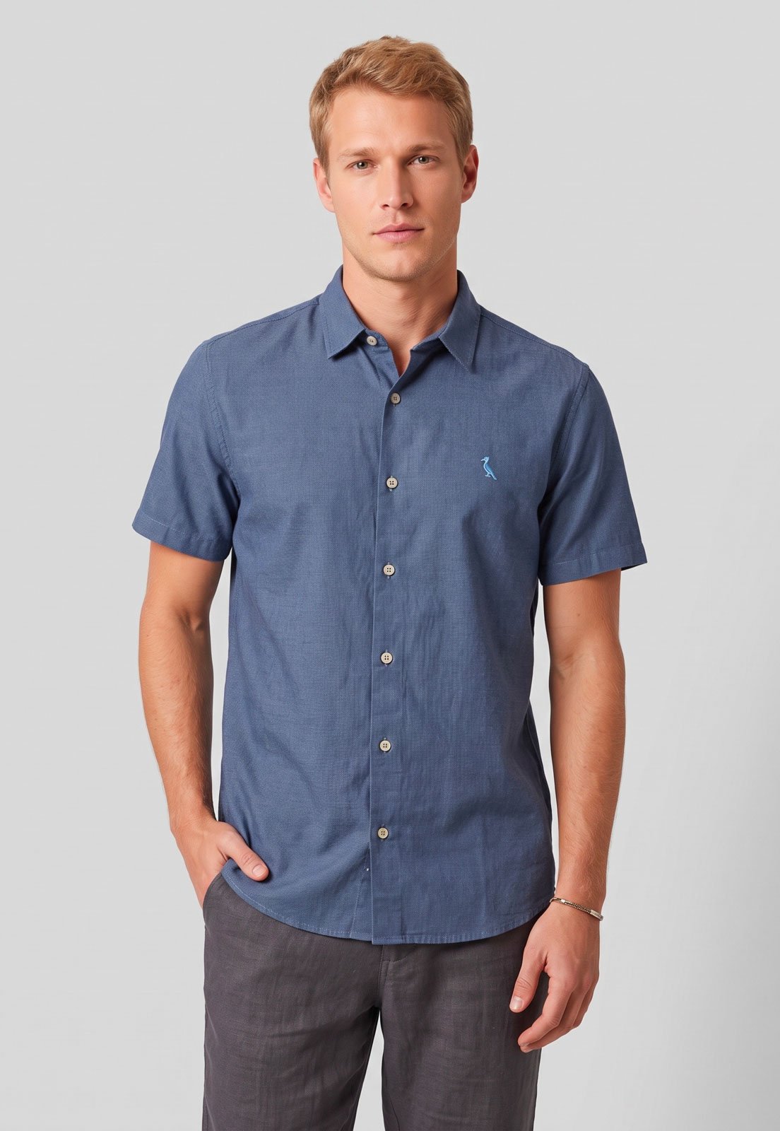 Camisa Masculina Reserva Oxford Azul Escuro