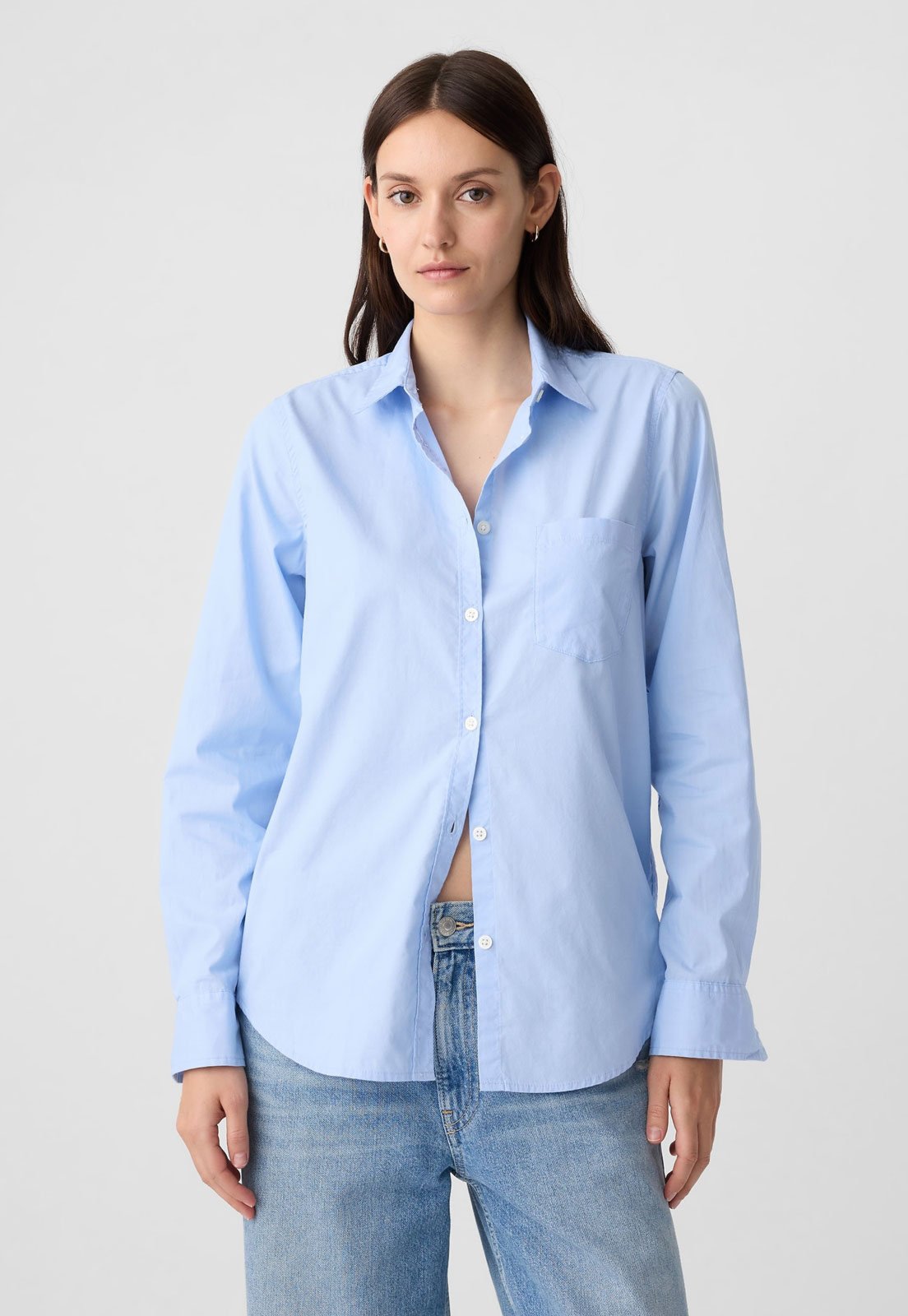 Camisa Feminina GAP Reta Bolso Azul