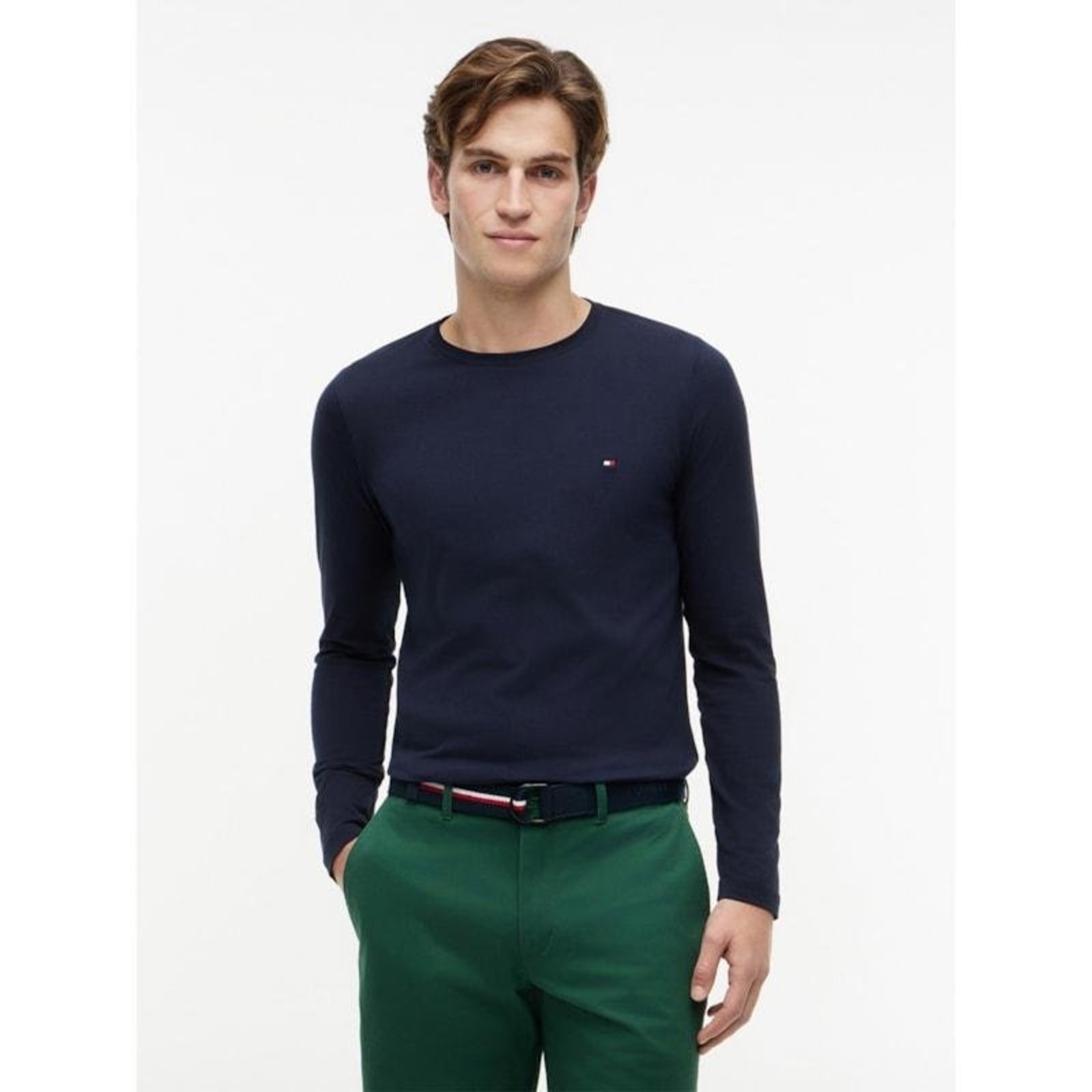 Camiseta Manga Longa Slim Azul