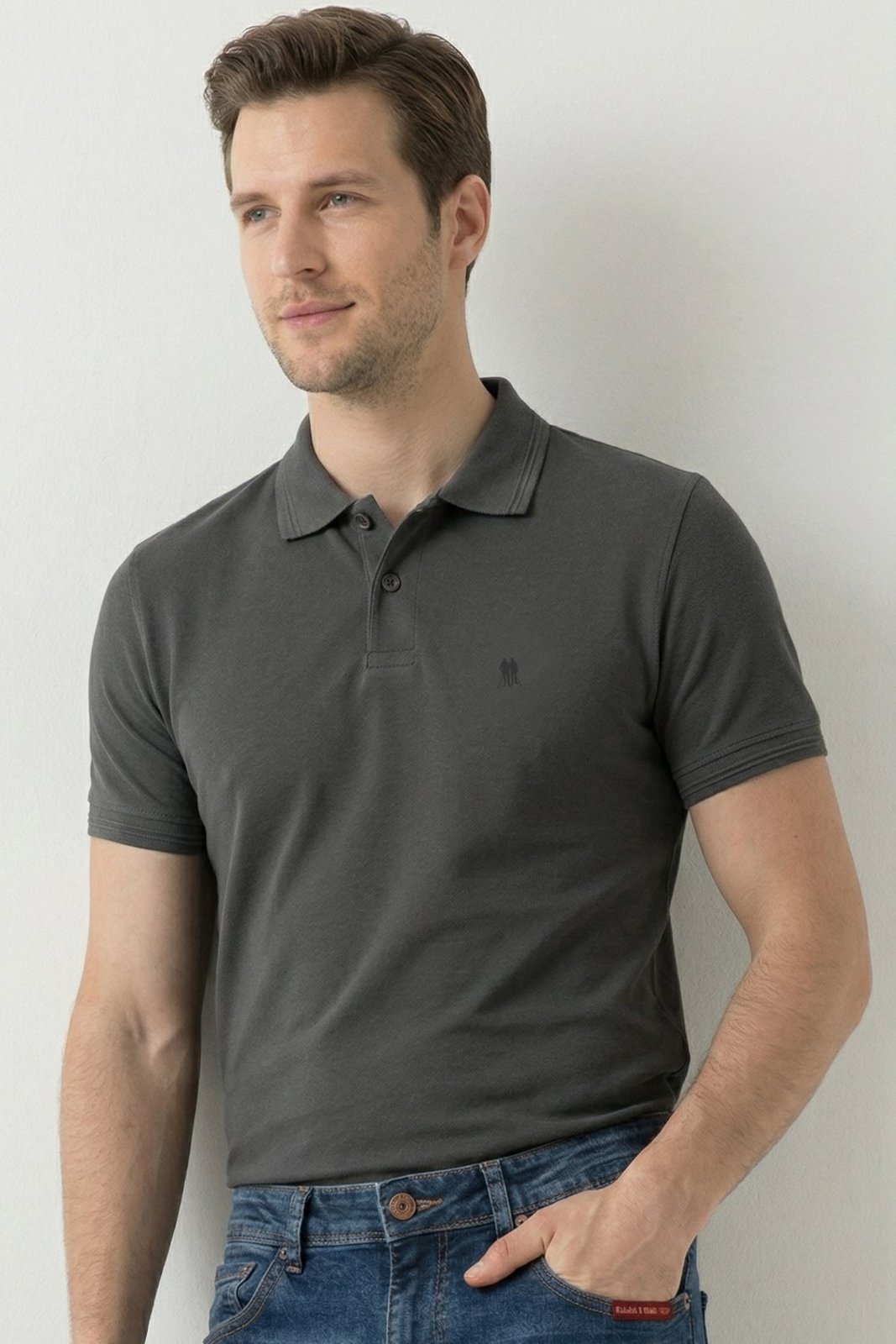 Polo Piquet Lisa Premium Polo Wear Cinza Escuro