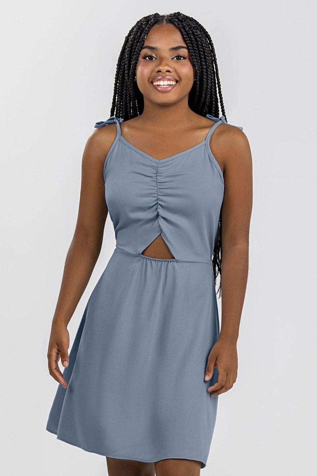 Infantil - Vestido Juvenil Menina Com Franzido Beats Azul