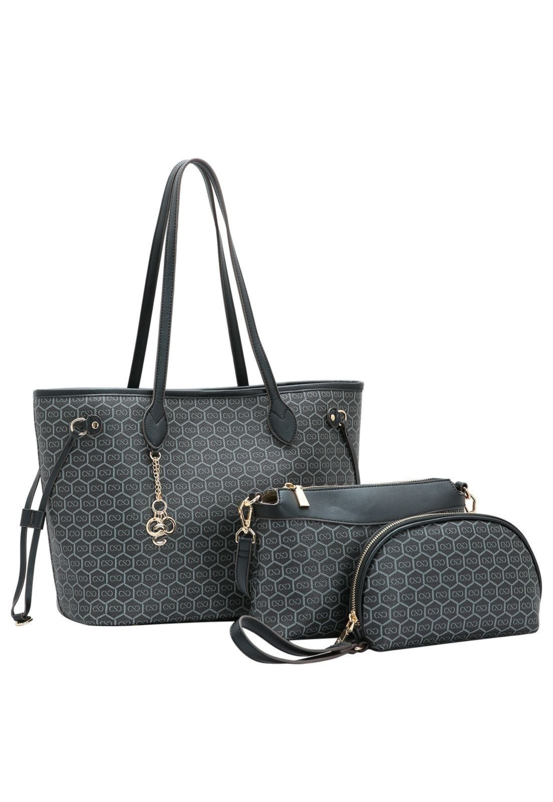 Bolsa Feminina Chenson New Monograma Dupla Face Kit 3 Peças 3485427 Preto