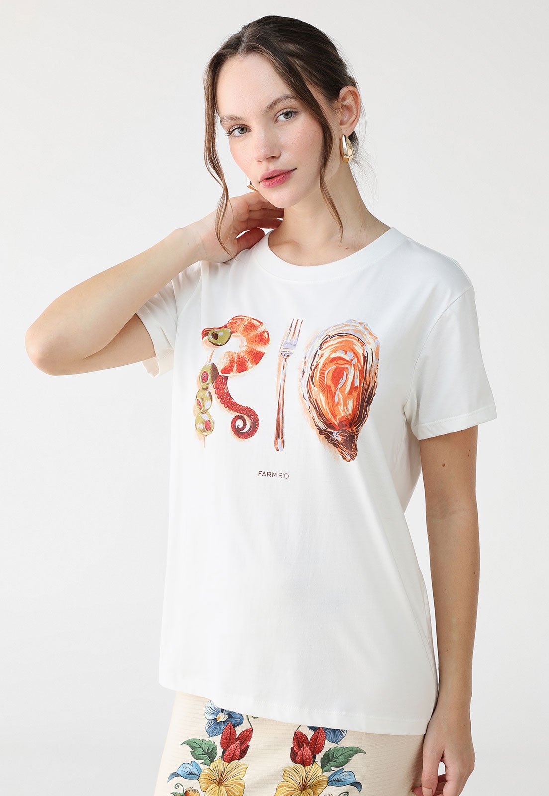 Camiseta FARM Reta Rio Ostra Branca