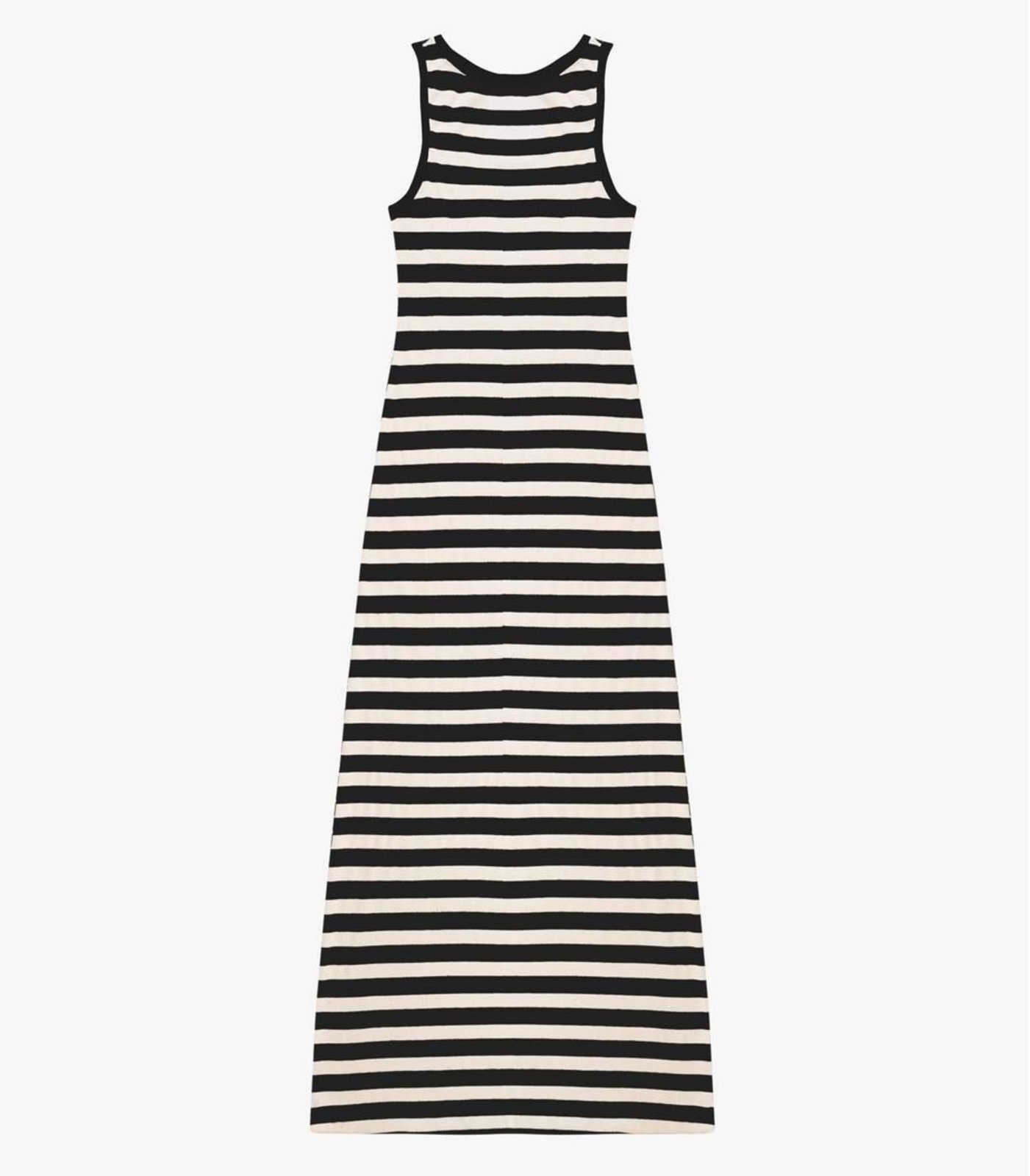 Vestido Midi Ribana de Viscose Listrada Rovitex Preto