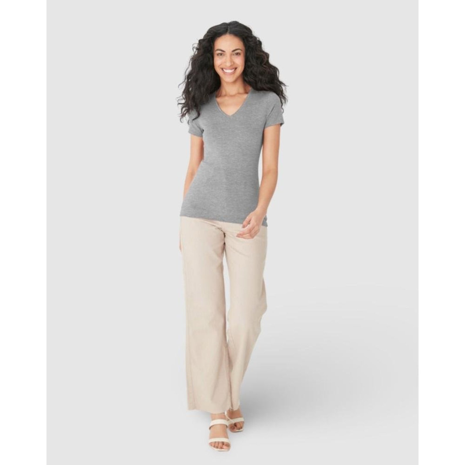 Blusa Básica Feminina Decote V Em Algodão