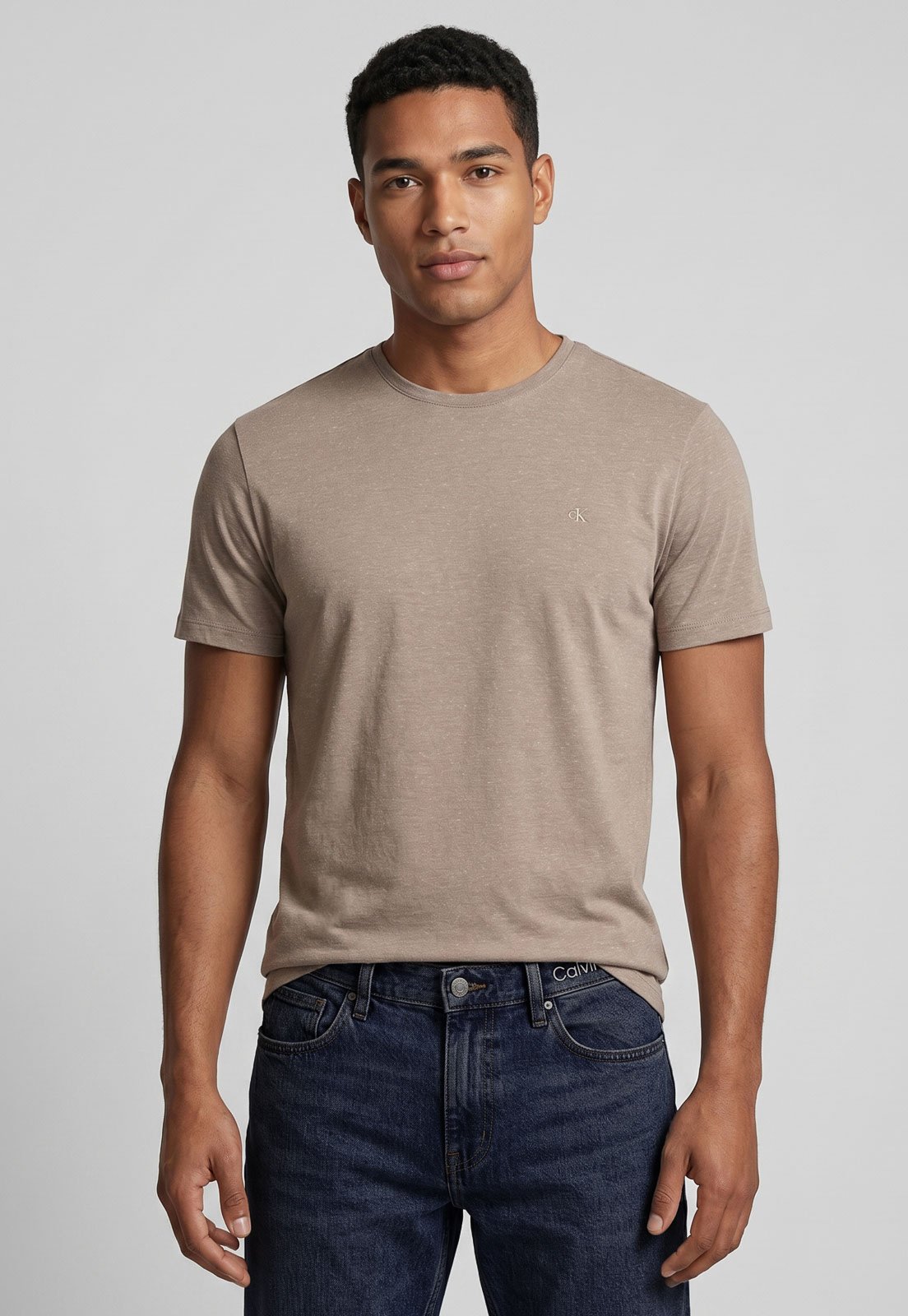 Camiseta Masculina Calvin Klein Jeans Regular Logo Bege