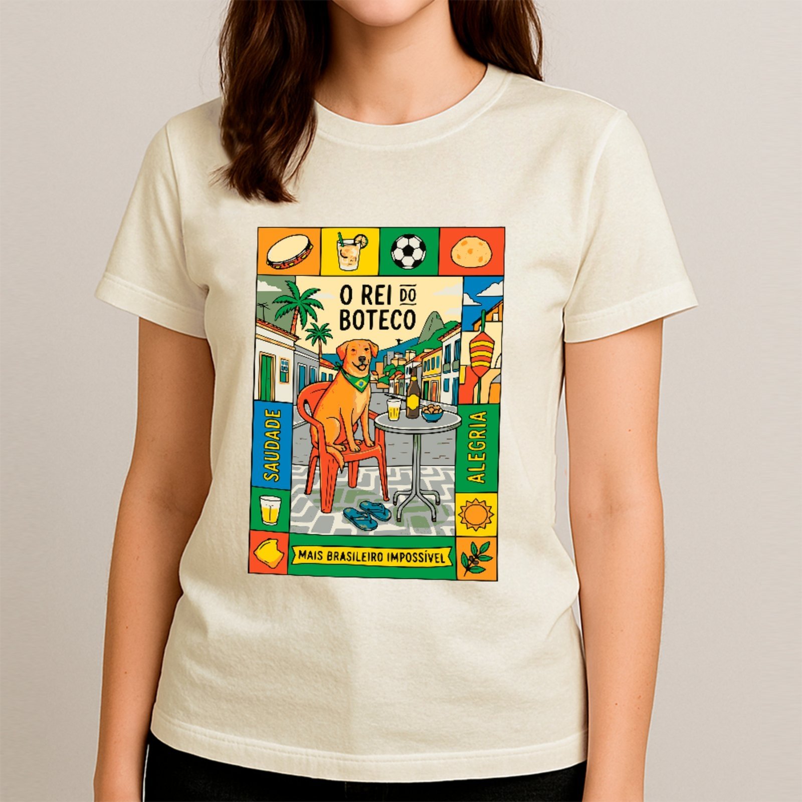 Camiseta Ousy Básica O Rei Do Boteco Caramelo Resenha Verão Unissex Off White