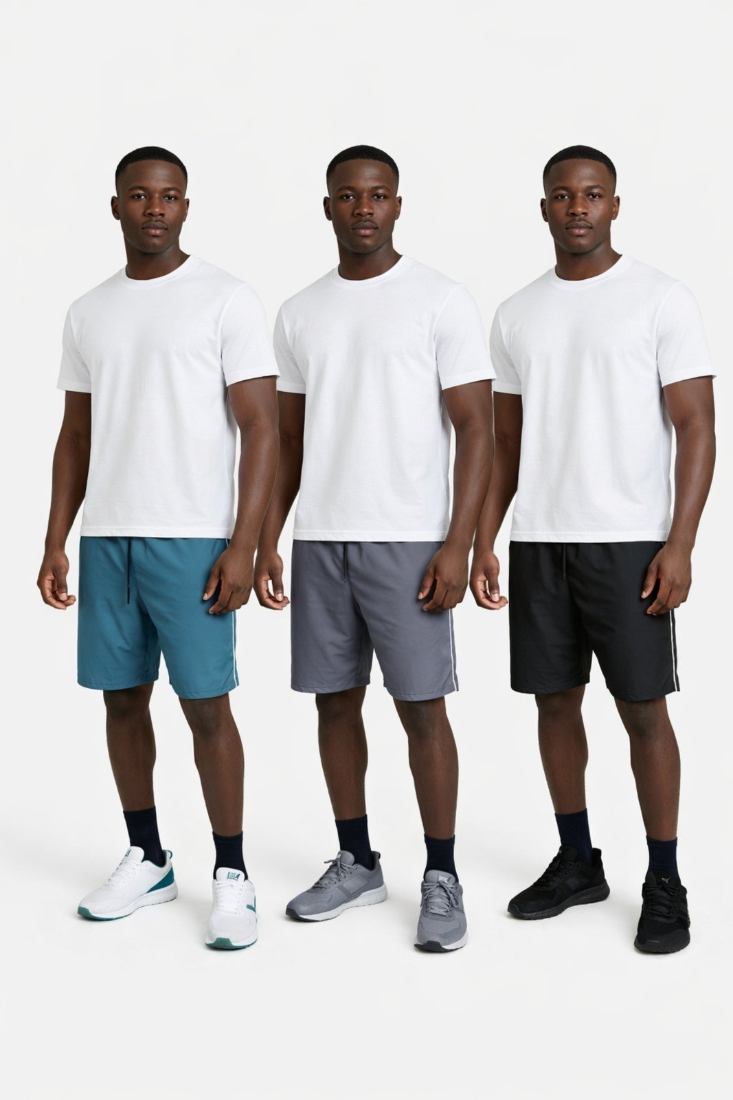 Kit 3 Bermudas D Bell Outlet Fashion Tactel Masculina Preta/Azul/Cinza