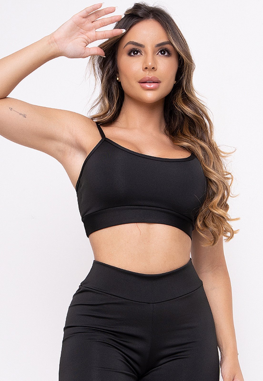 Top Fitness Mood Modas Feminino Alça Fina Academia Faixa Academia Conforto Para Treino 138 Preto