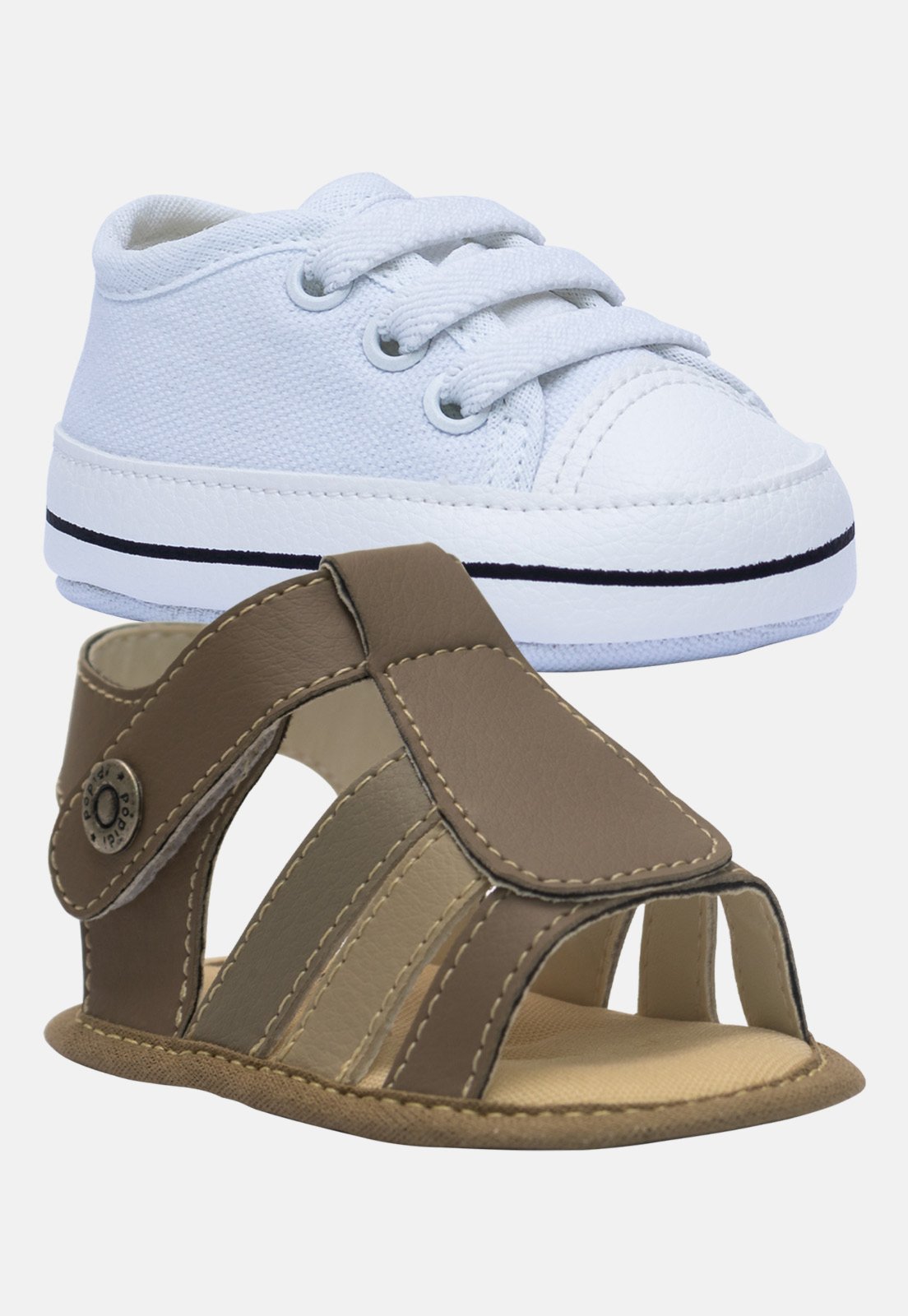 Infantil – Kit Tenis Star e Sandália Pópidi Menino Castor e Branco