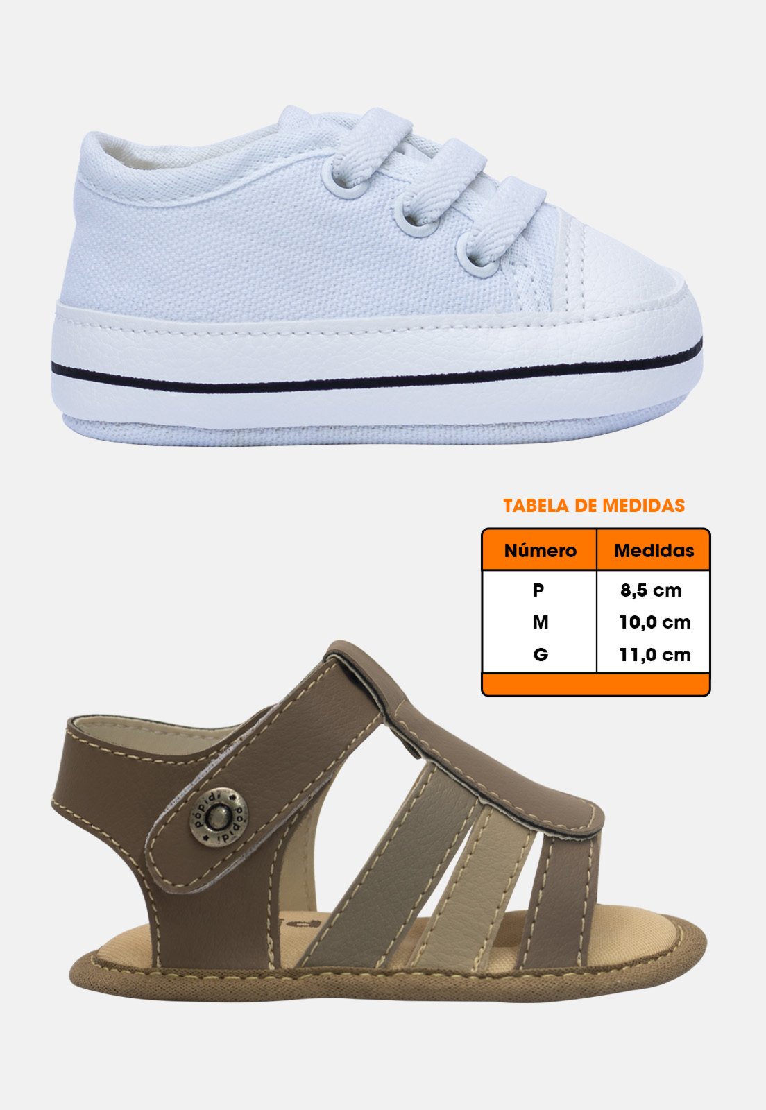 Vista 3 Infantil - Kit Tenis Star e Sandália Pópidi Menino Castor e branco/marrom Pópidí branco/marrom