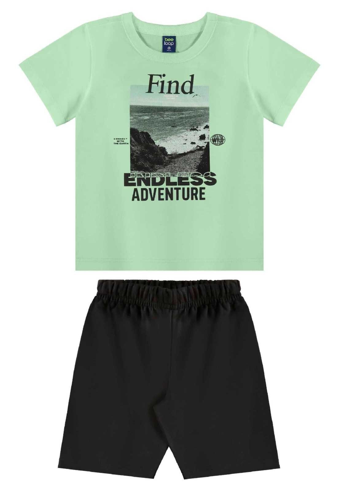 Infantil – Conjunto Camiseta e Bermuda Menino Bee Loop Verde