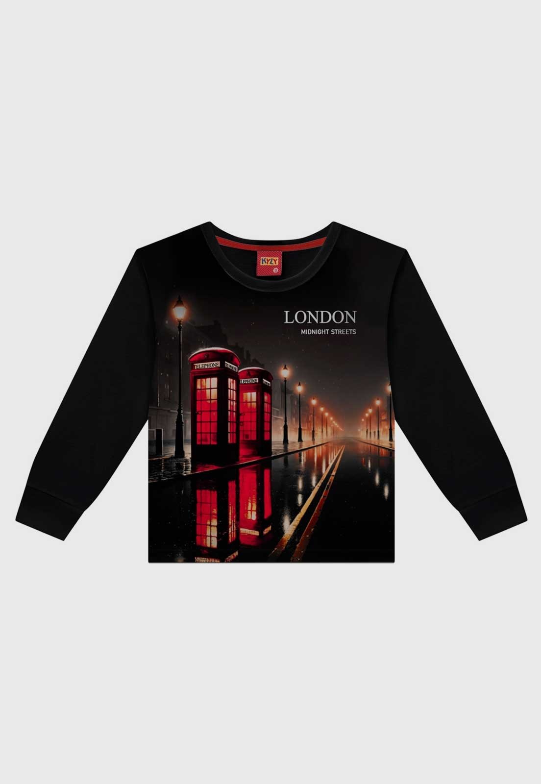 Infantil - Camiseta Kyly Estampa Londres Preta