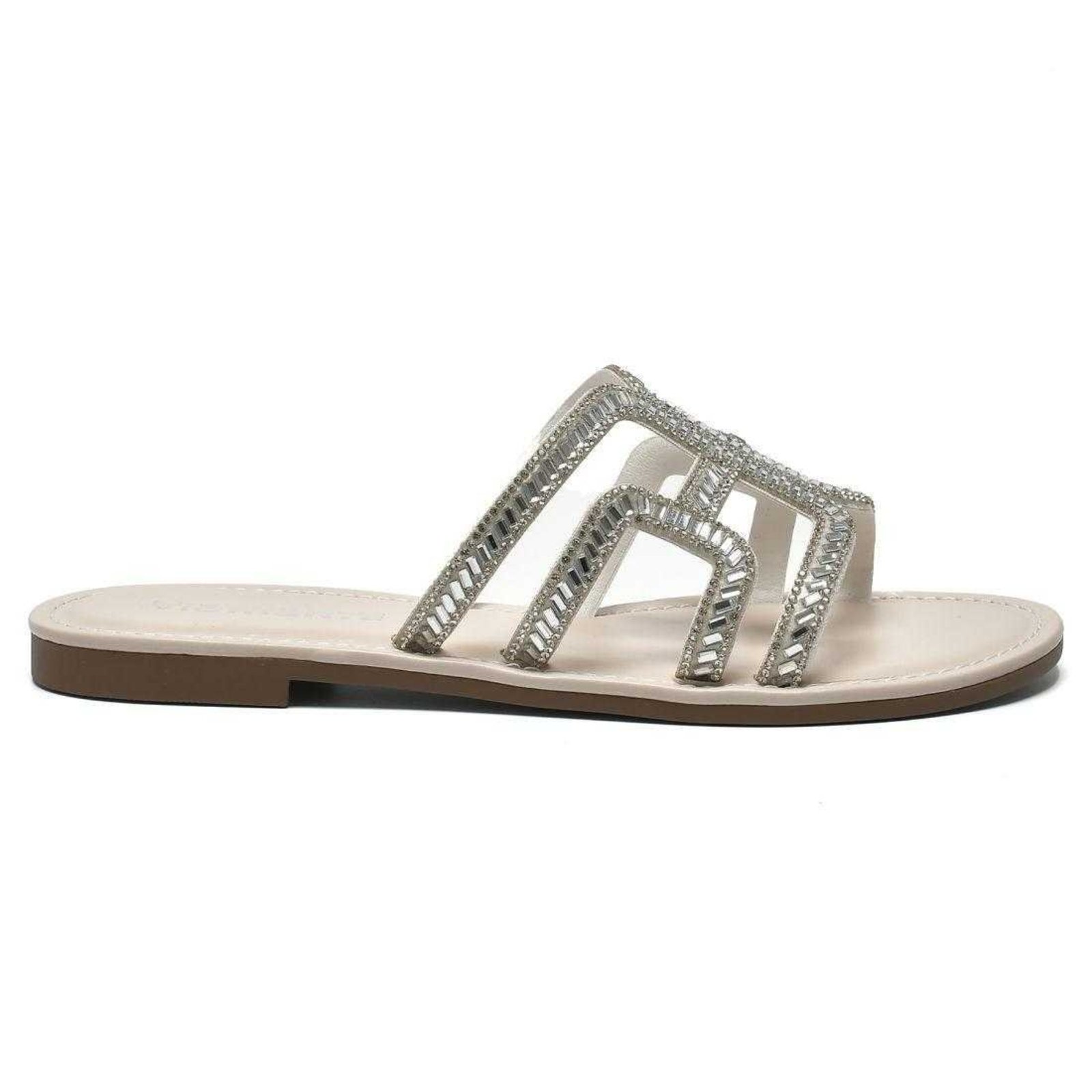 Sandália Feminina Via Marte Rasteira Com Strass