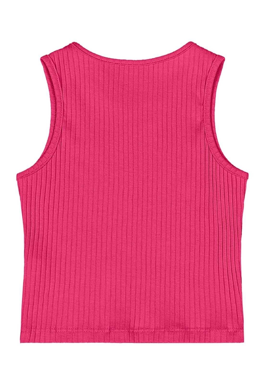 Vista 3 Infantil - Cropped em Ribana Canelada Menina Quimby vermelho Quimby vermelho