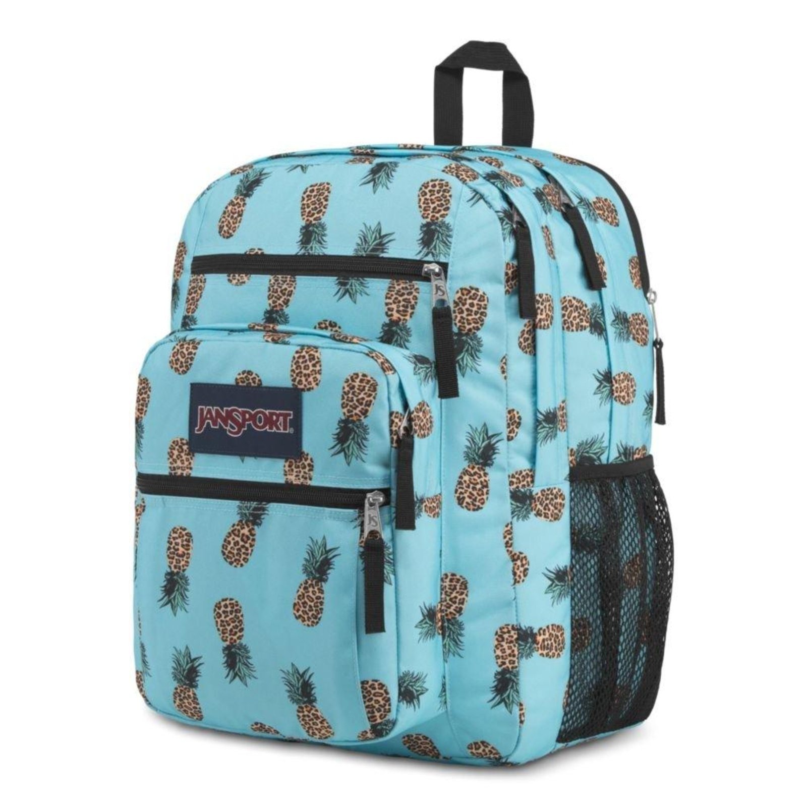 Vista 3 Mochila JanSport Big Student Leopard Pineapples 34 Litros Jansport azul leopard