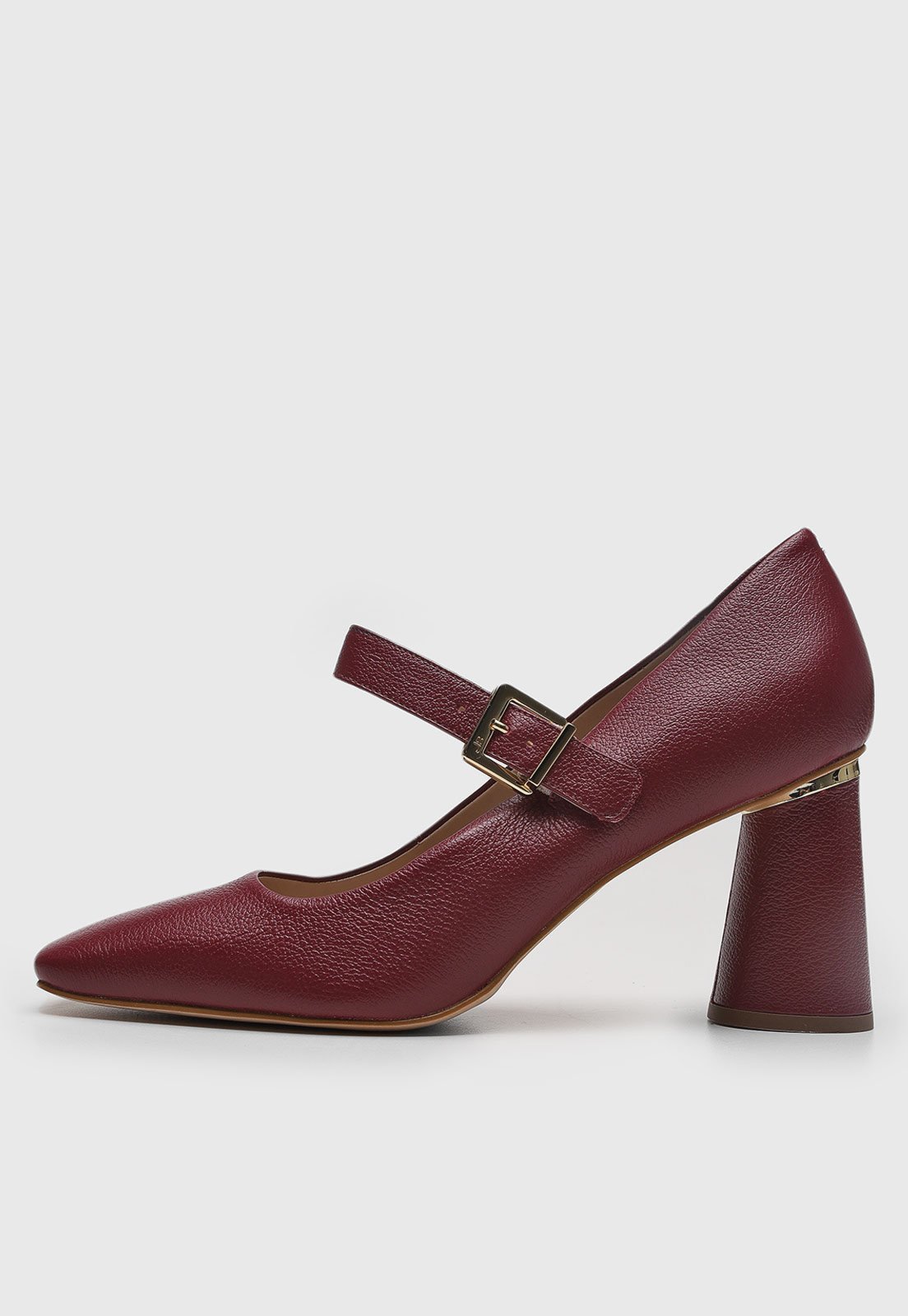 Scarpin Feminino Jorge Bischoff Mary Jane Salto Bloco Vinho