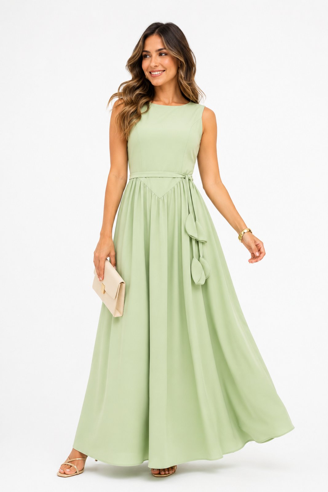 Vestido Longo D Bell Outlet Sensorial Marrant Amarração Verde Pistache