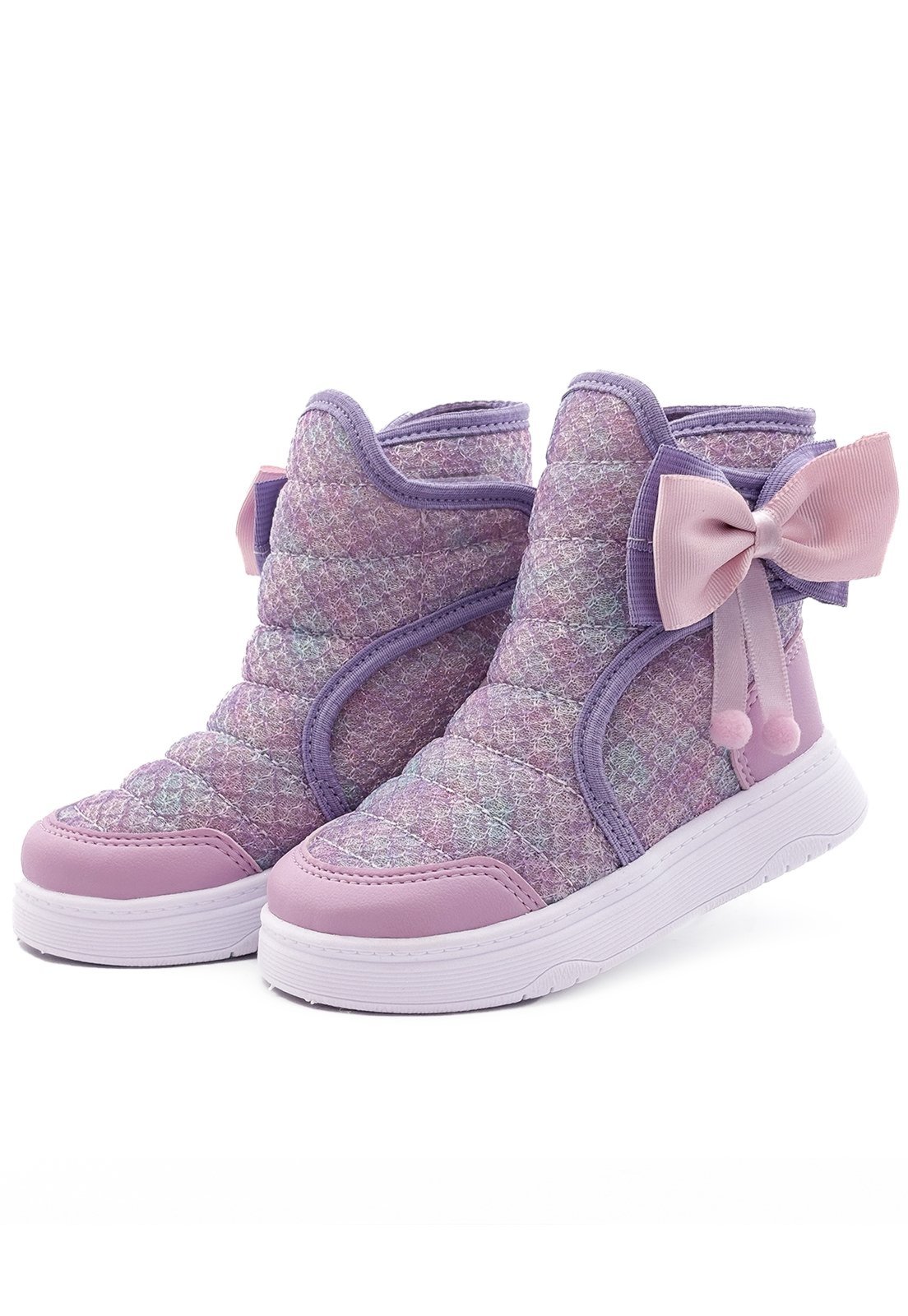 Infantil – Bota Menina Cano Alto Feminina Rosa/Brilho Mzkid
