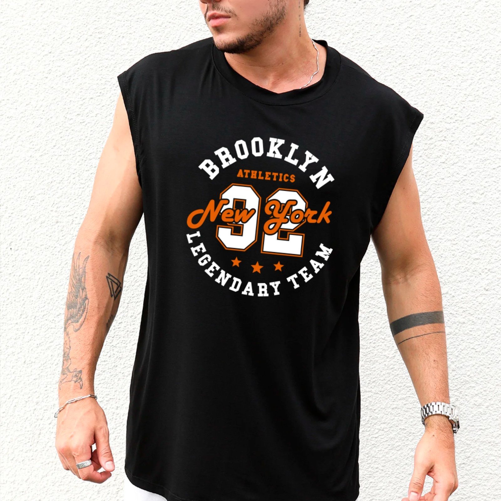 Camiseta Regata Machão Ousy Brooklyn 92 New York Oversized Masculina Preto