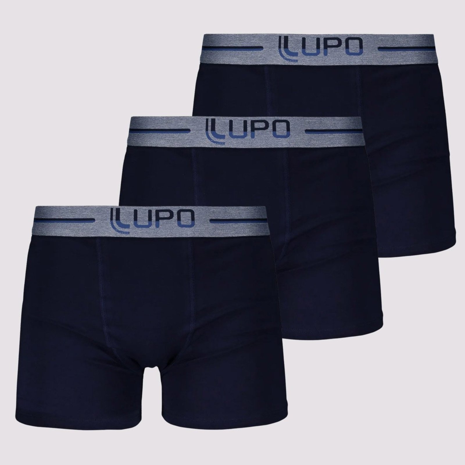 Kit de 3 Cueca Boxer Lupo Anatomic Shape Especial Marinho