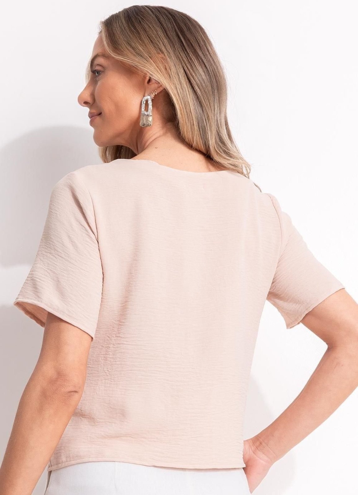 Vista 3 Blusa Em Crepe Plano Claro Quintess amarelo Quintess amarelo