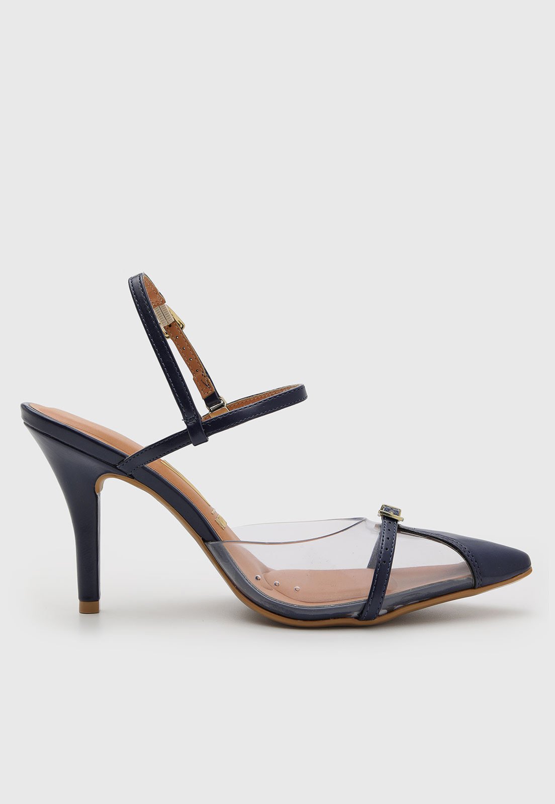 Vista 3 Scarpin Feminino Vizzano Salto Fino Transparente Azul-Marinho azul marinho VIZZANO azul marinho