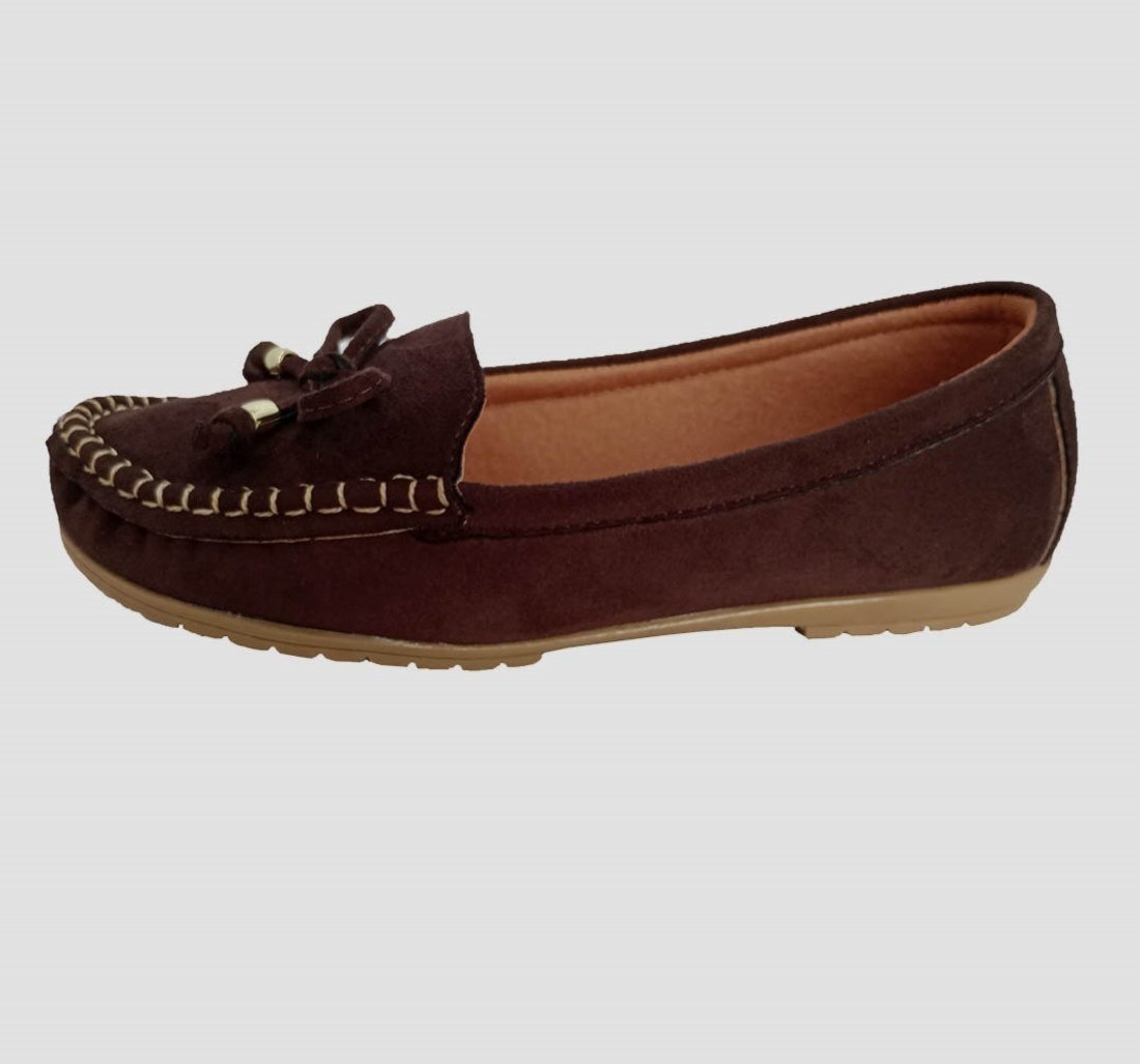 Sapatilha Mocassim Moda Pé Costurado À Mão Conforto Cor Café