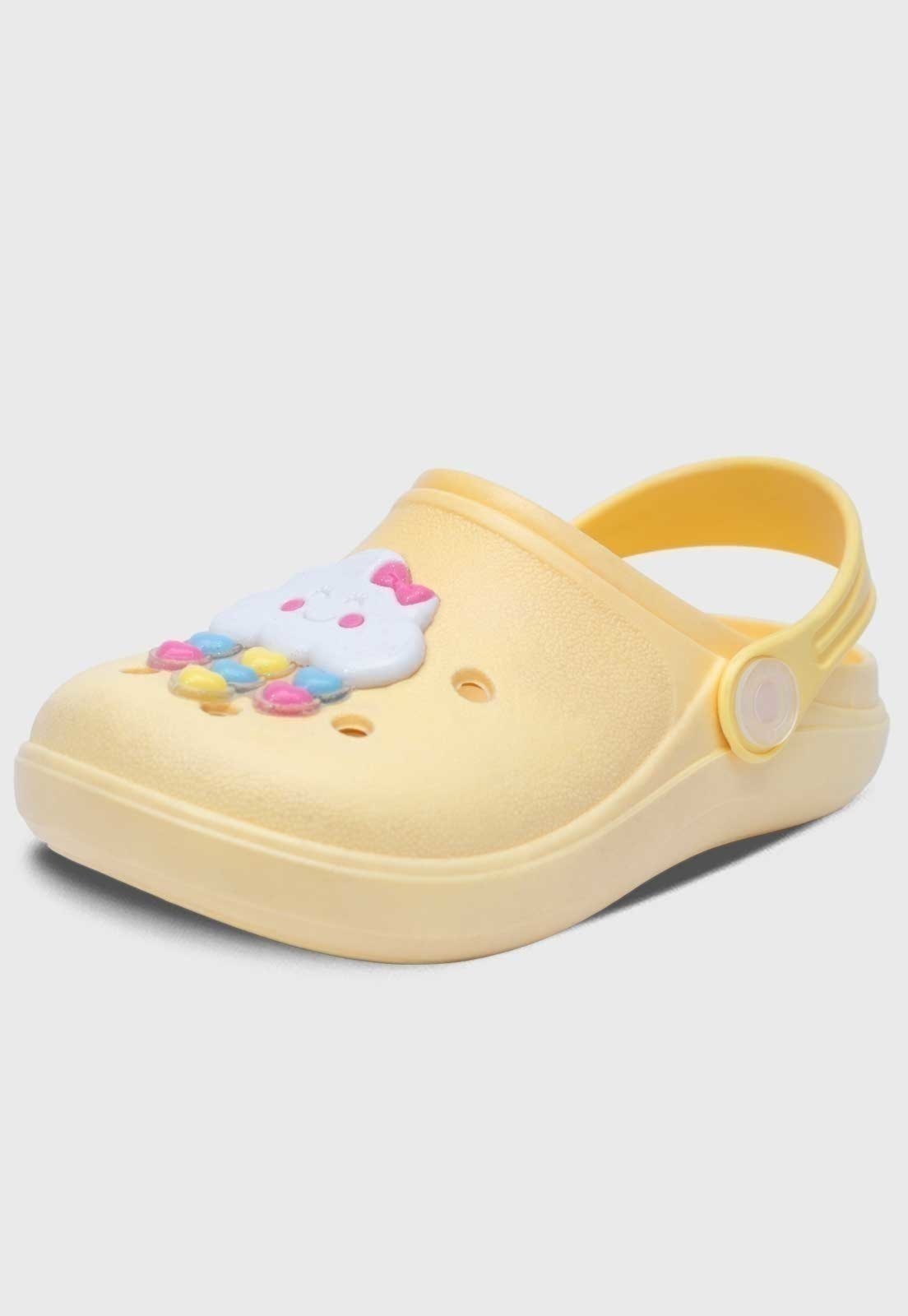 Infantil – Babuche Feminino Pópidi Menina Chuva de Amor Amarelo