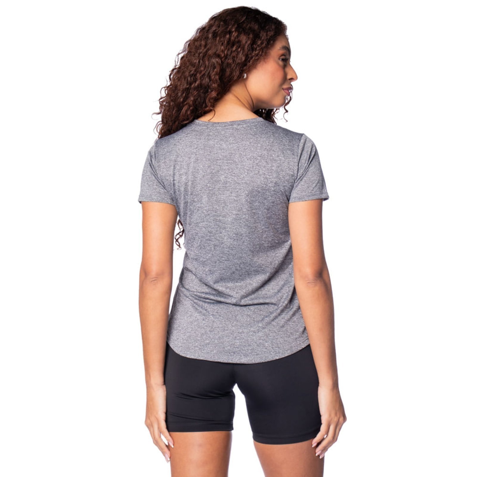 Vista 3 Camiseta Feminina Mizuno Sparkbiglog Mescla cinza Mizuno cinza