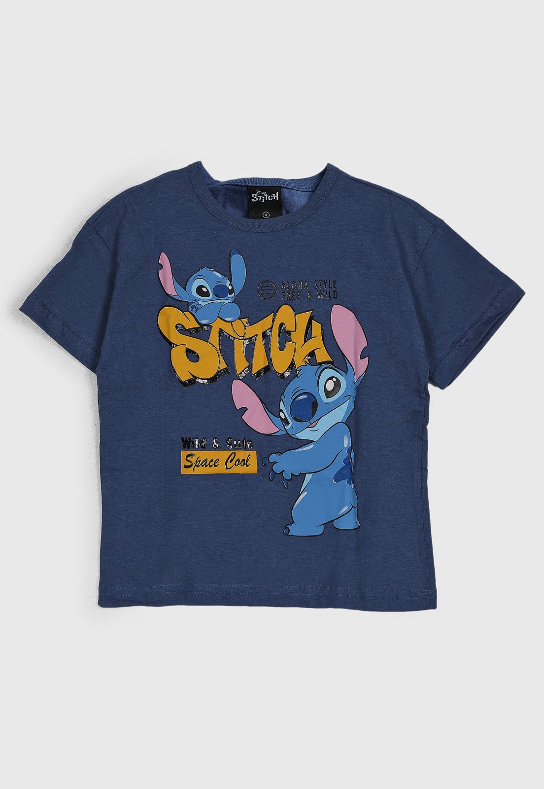 Infantil - Camiseta Brandili Stitch Azul Escuro