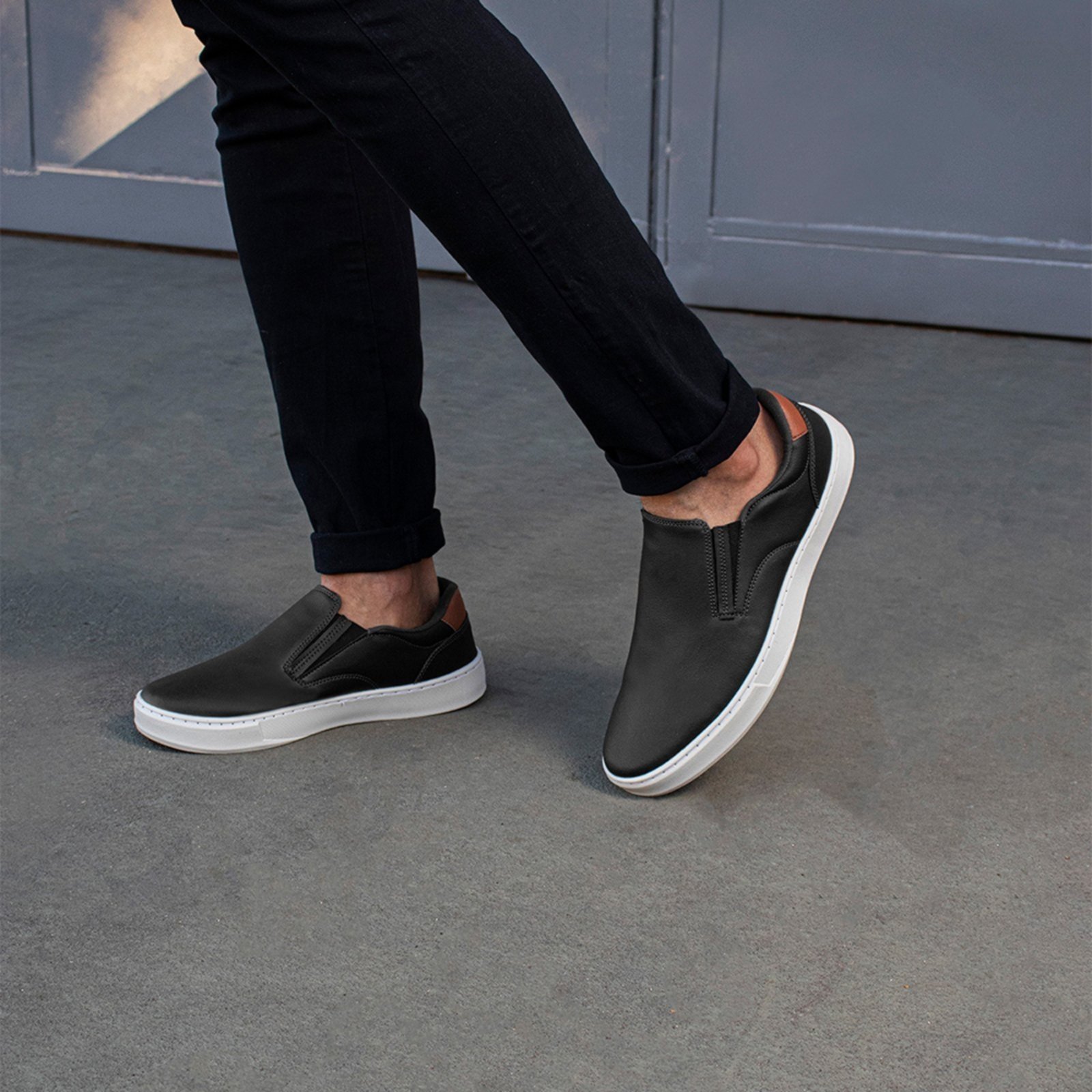 Tênis Masculino Bredeni Iate Slip On Sapatênis Casual Confortável Macio Leve Estiloso Trabalho Preto