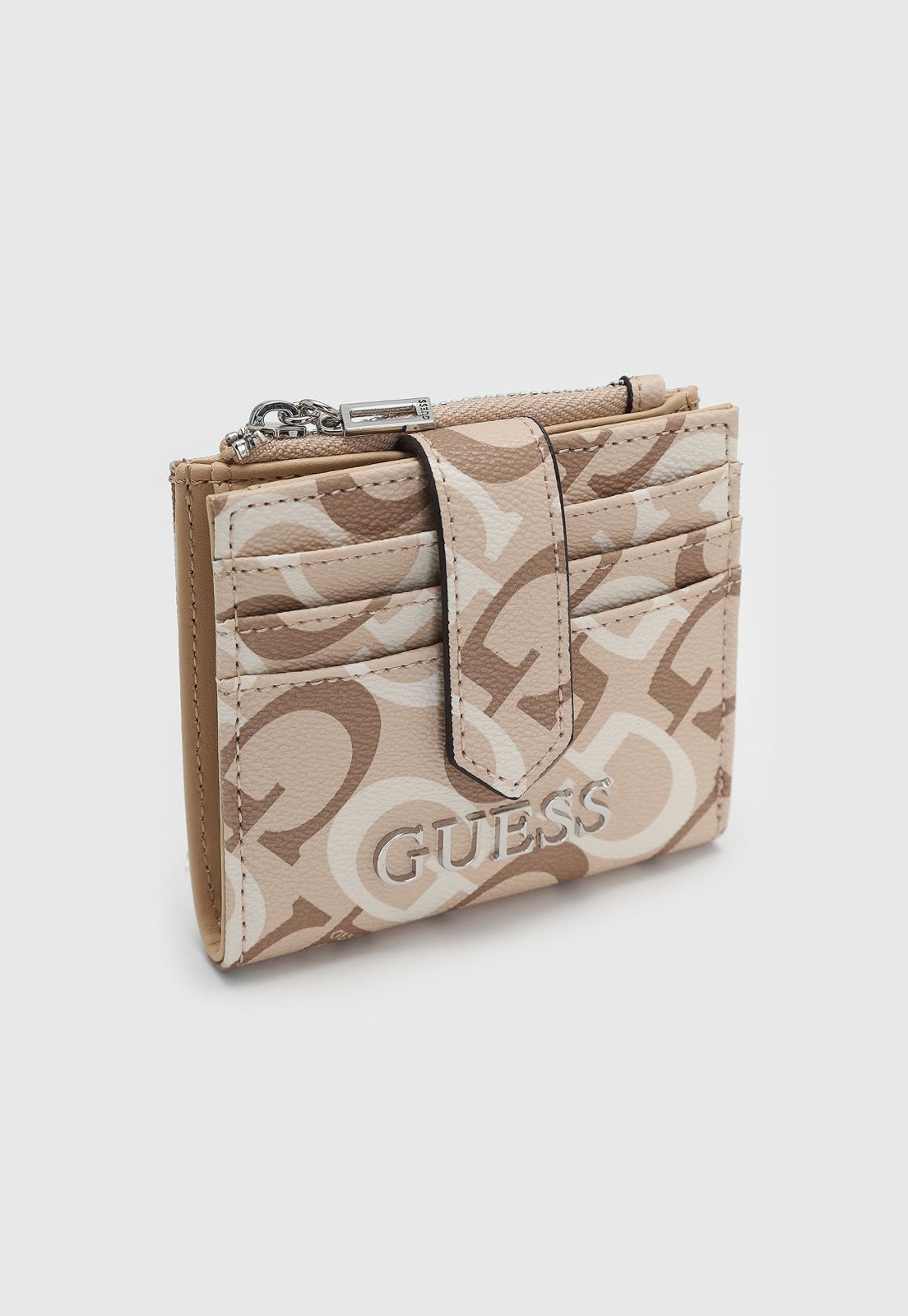Vista 2 Carteira Feminina Guess Monograma Guess bege