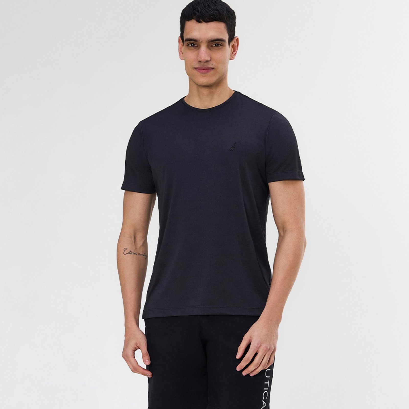 Vista 2 Camiseta Nautica Manga Curta Malha Rocke Modal preto Nautica preto