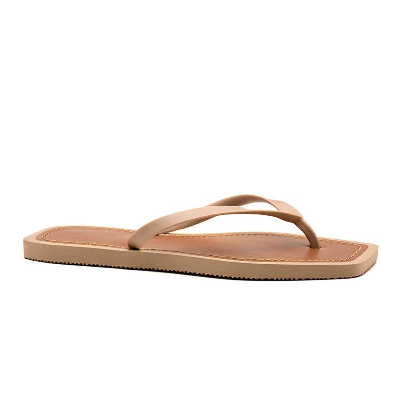 Chinelo Feminino Bico Quadrado Confortável Dia a Dia Bege 33 Bege