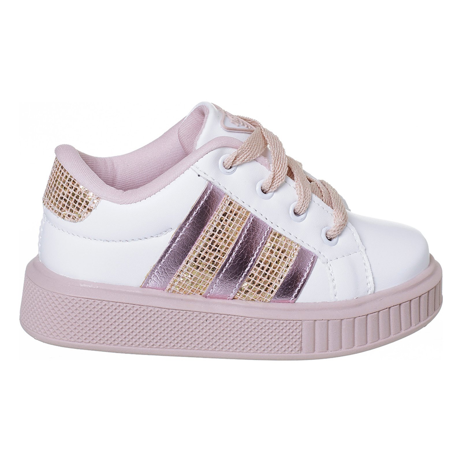 Vista 3 Infantil - Tênis NilQi Juliette Casual Menina Moda Confortável Macio Escolar Calce Fácil Footz branco rose Footz branco rose