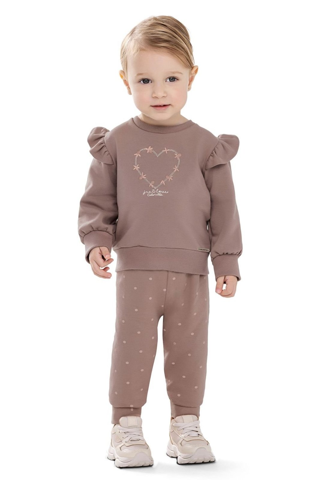 Infantil - Conjunto Menina Poás Com Bordado Colorittá Marrom