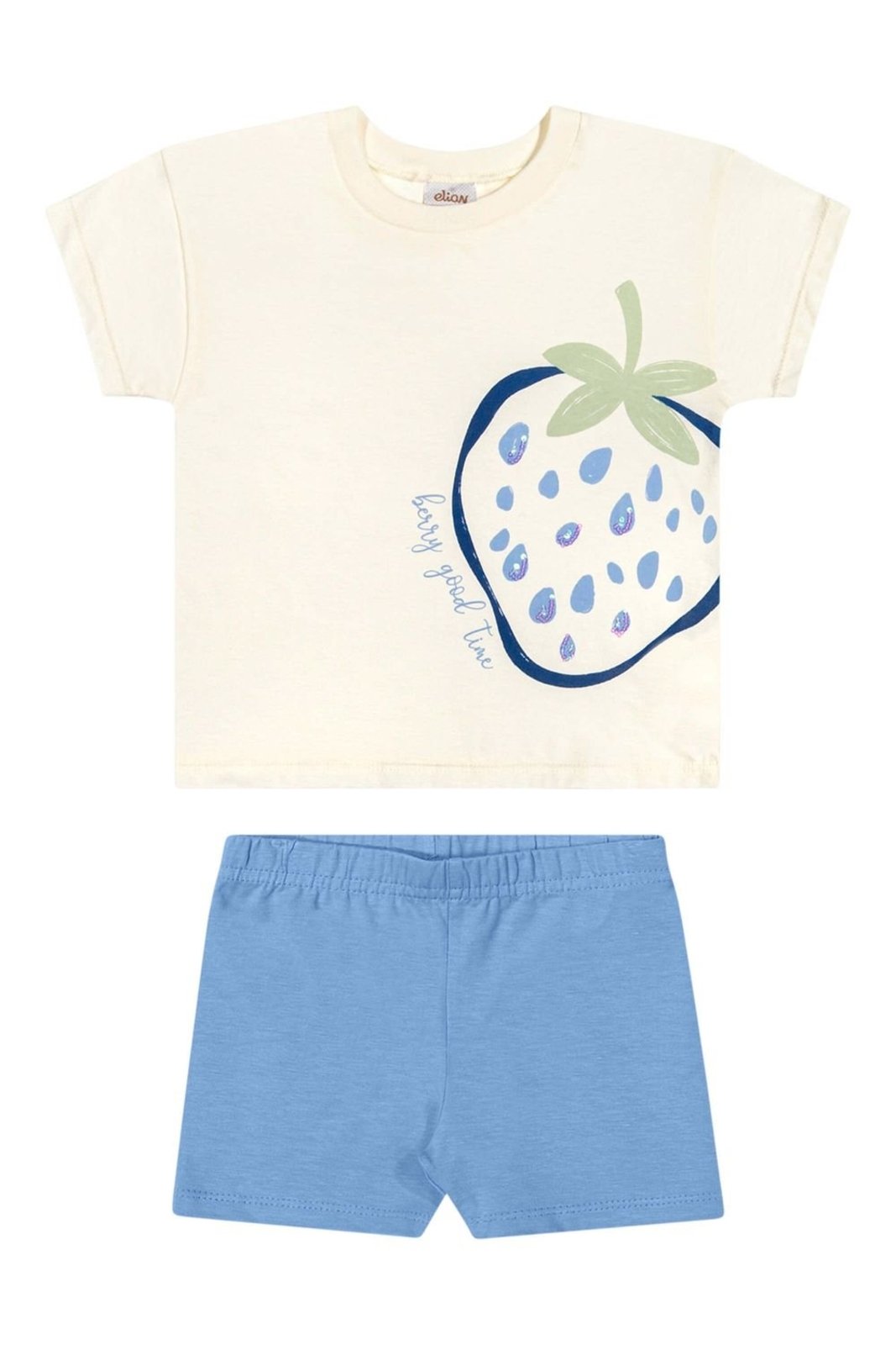 Infantil - Conjunto Menina Morango Lantejoulas Elian Bege
