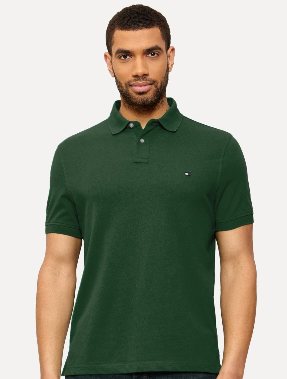 Polo Tommy Hilfiger Masculina Regular Piquet 1985 Verde Bandeira