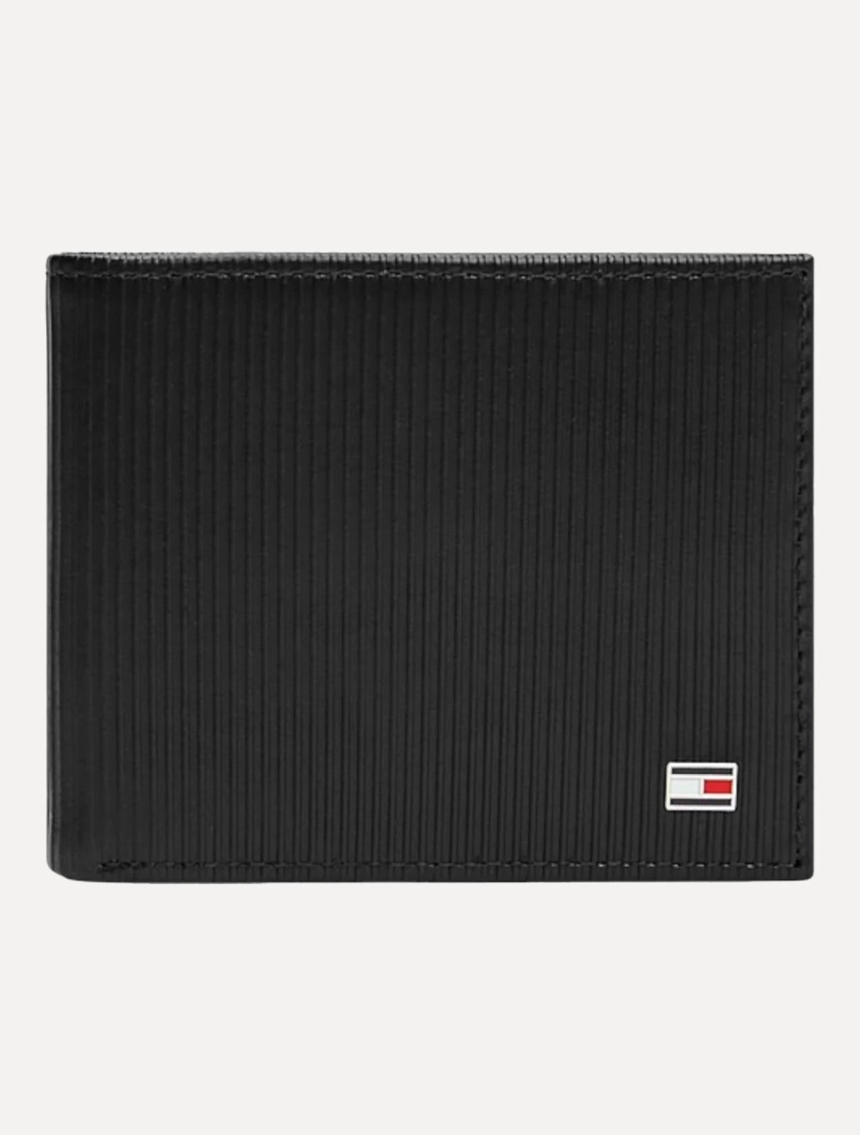 Vista 2 Carteira Tommy Hilfiger Masculina Mini Flag Textura Vertical Preta preto Tommy Hilfiger preto