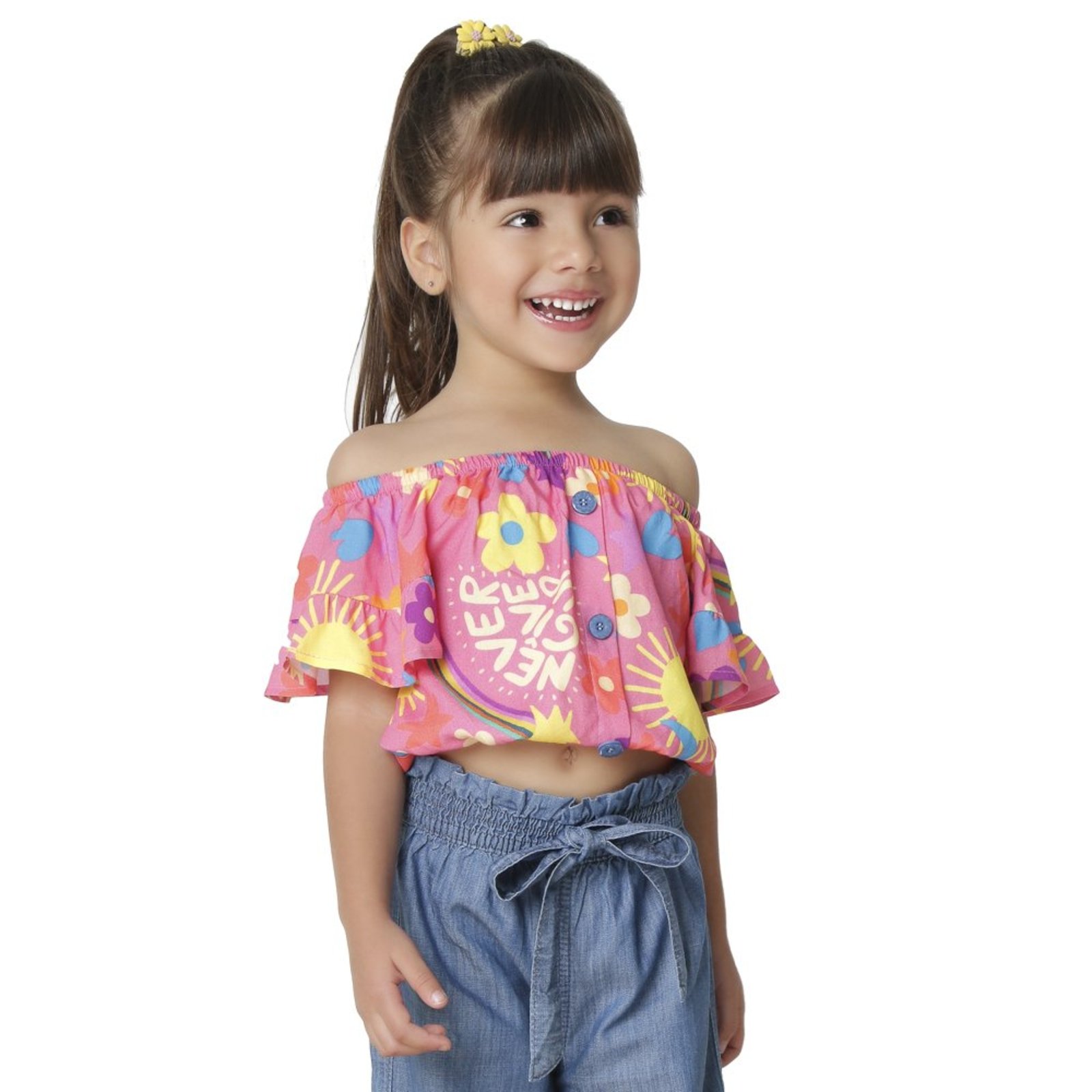 Infantil - Blusa Look Jeans Bata Estampada Summer
