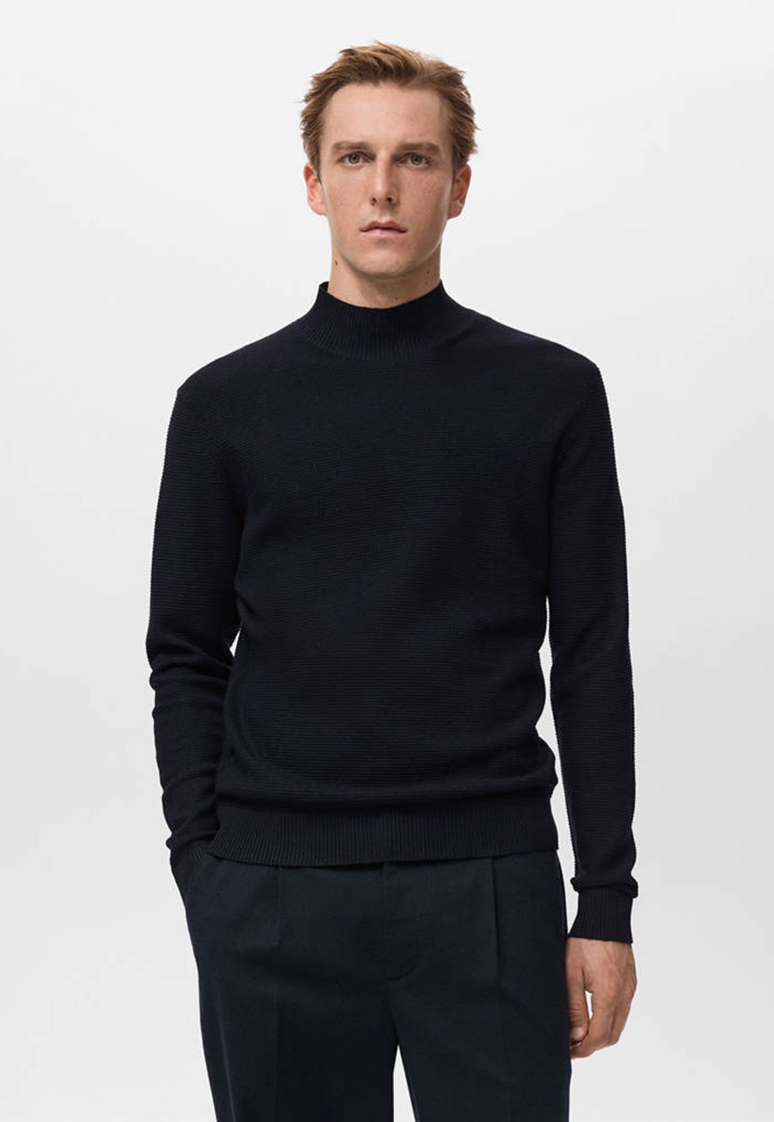 Suéter Masculino Mango Gola Alta Preto