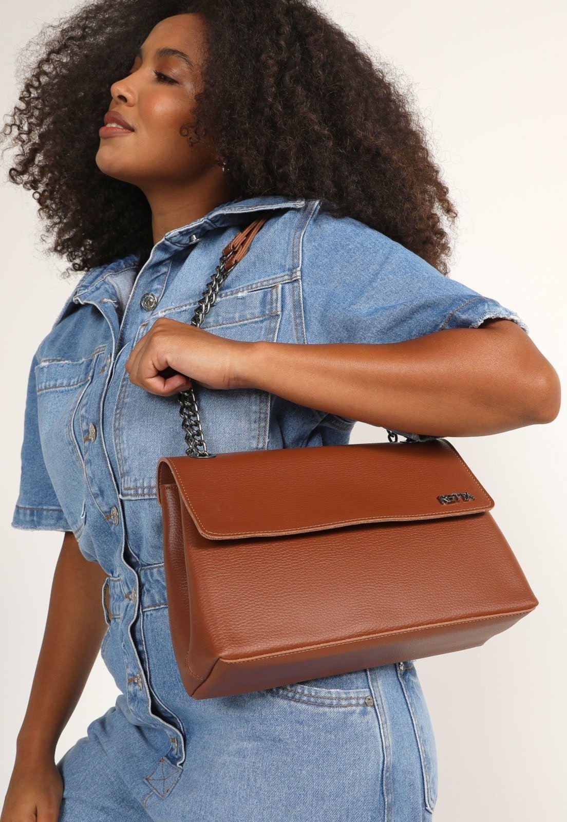 Bolsa Feminina Retta De Ombro Grande Caramelo
