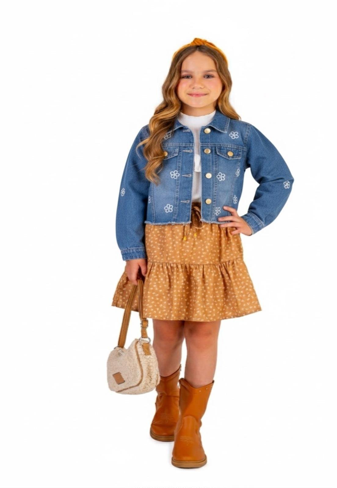 Infantil - Jaqueta Jeans com Flores Menina Vigat 1 Azul