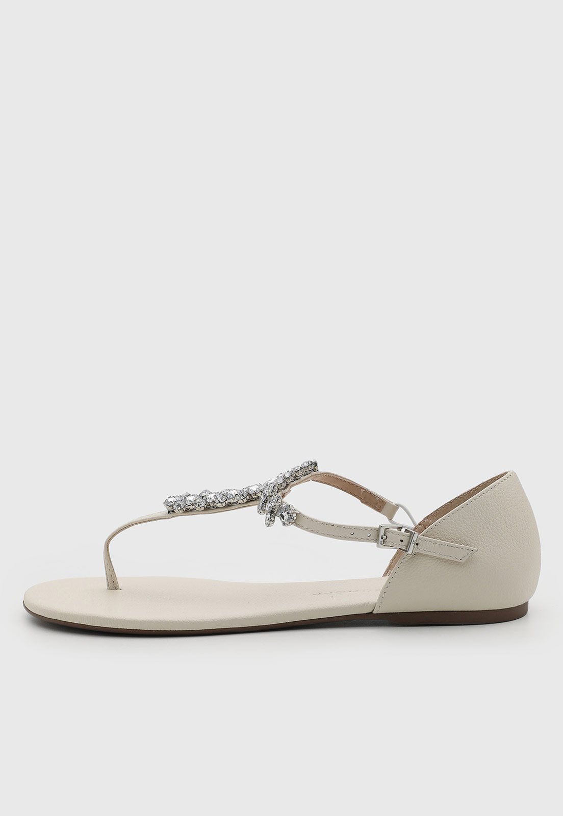 Rasteira Feminina Jorge Bischoff Couro Salto Baixo Off-White