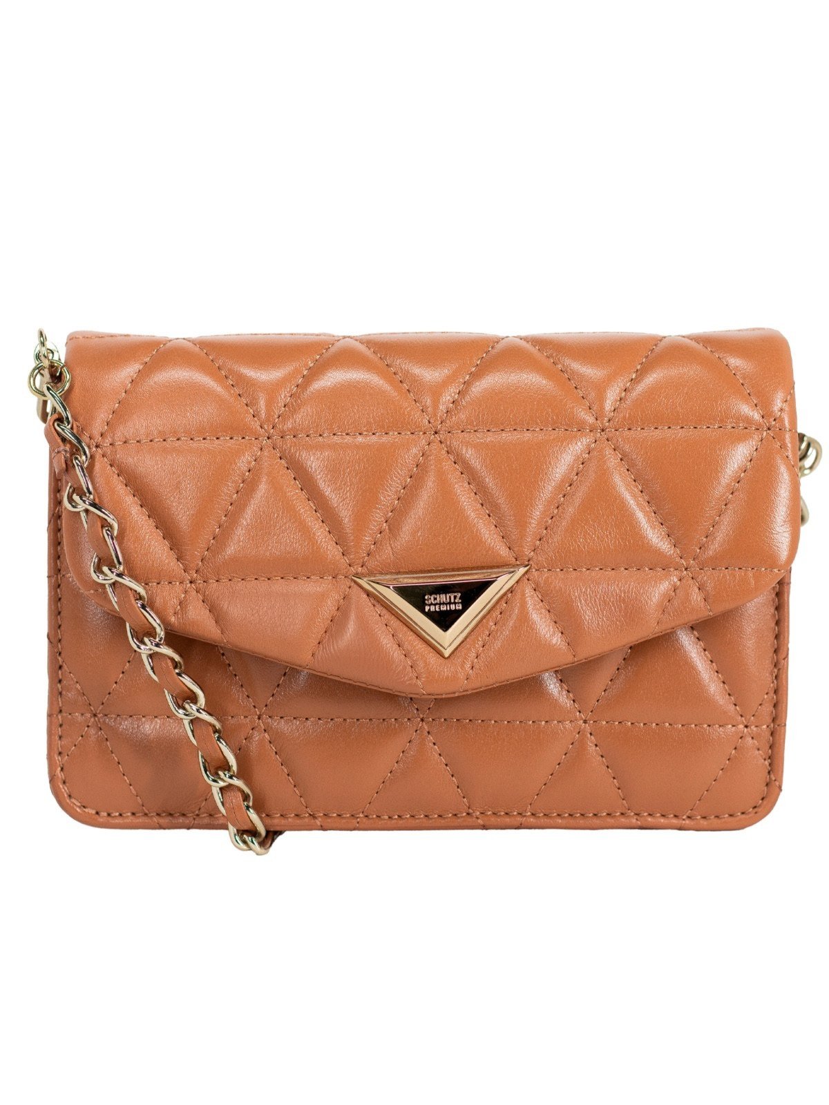 Bolsa Feminina Pequena Schutz Crossbody New 944 Matelassê Tiracolo Marrom Miele