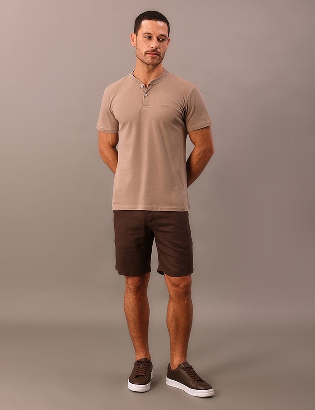 Bermuda Cks Masculino Linen - Marrom Calvin Klein Jeans
